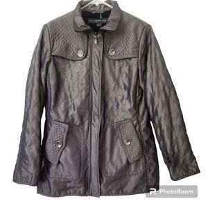 Kristen Blake Metallic/Pewter Quilted Minky Lined Water Resistant Parka Jacket S